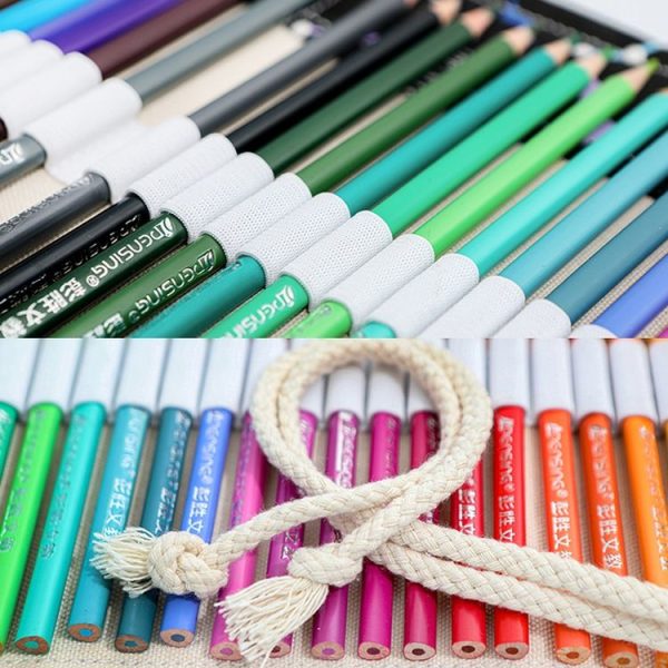 12 Holes Night Sky Sketch Color Pencil Bag Students Large-Capacity Canvas Pen Curtain Roll Pen Bag - Image 5