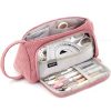 Angoo Student Large-Capacity Stationery Bag Portable Gift Cosmetic Bag (Bean Pink Corduroy)