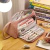 Angoo Student Large-Capacity Stationery Bag Portable Gift Cosmetic Bag (Bean Pink Corduroy) - Image 5