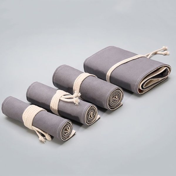 24 Holes Handmade Gray Canvula Pen Curtain Large Capacity Roller Pen Bag Color Lead Sketch Stationery Bag - Image 5