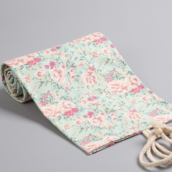 24 Holes Small Floral Canvas Handmade Pen Curtain Sketch Color Pencil Roll Pen Bag Storage Stationery Box - Image 3