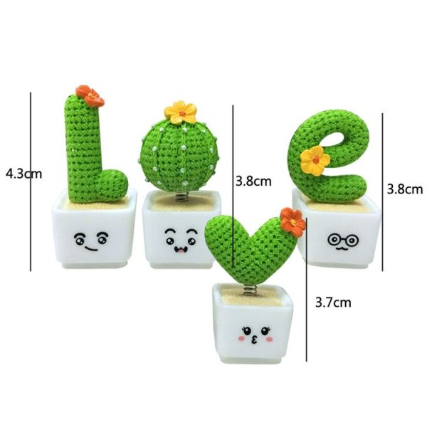 Small Fresh Cactus Ornaments Resin Plants Small Potted Car Ornaments (Heart Shape) - Image 3