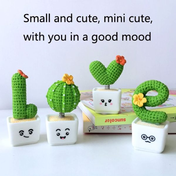 Small Fresh Cactus Ornaments Resin Plants Small Potted Car Ornaments (Heart Shape) - Image 6