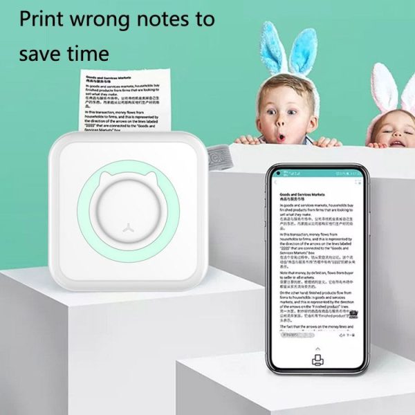 Convenient Pocket Mini Printer Student Wrong Question Thermal Bluetooth Mobile Phone Photo Data Note Printer (Blue) - Image 6
