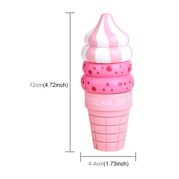 Kids's Kitchen Toys Magnetic Toy Cute Simulation Ice Cream Toys Children Play House Gift (Strawberry) - Image 3