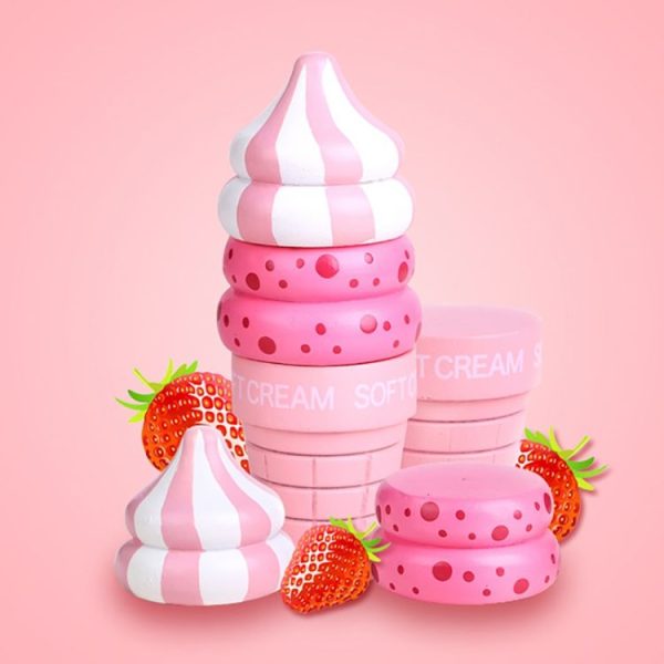 Kids's Kitchen Toys Magnetic Toy Cute Simulation Ice Cream Toys Children Play House Gift (Strawberry) - Image 4