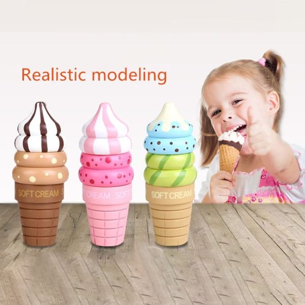 Kids's Kitchen Toys Magnetic Toy Cute Simulation Ice Cream Toys Children Play House Gift (Strawberry) - Image 5