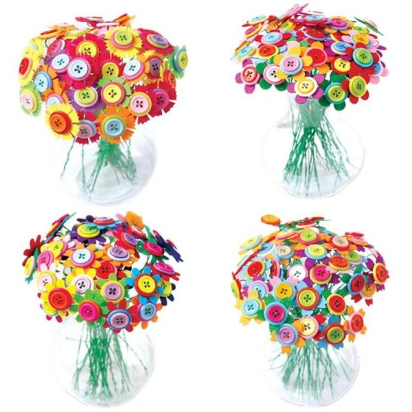 Creative Button Design Bouquet Kids DIY Handcraft Flower Toy Educational Toy - Image 2
