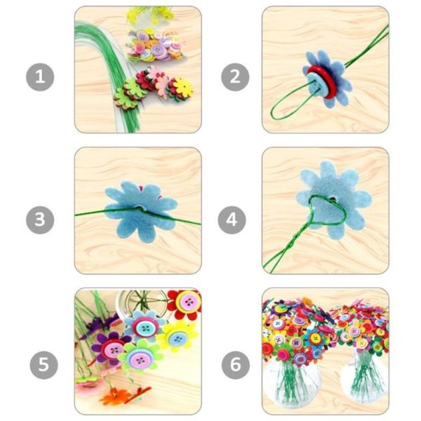 Creative Button Design Bouquet Kids DIY Handcraft Flower Toy Educational Toy - Image 3
