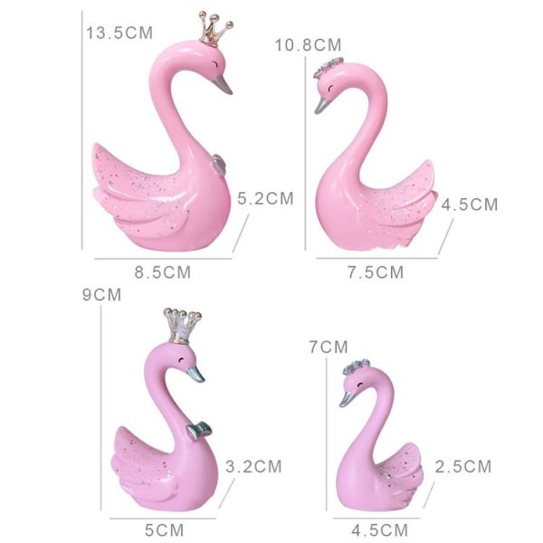 2pcs / Pair Swan Resin Car Decoration Birthday Cake Tanabata Valentine Day Decoration, Color Classification: Large White - Image 3