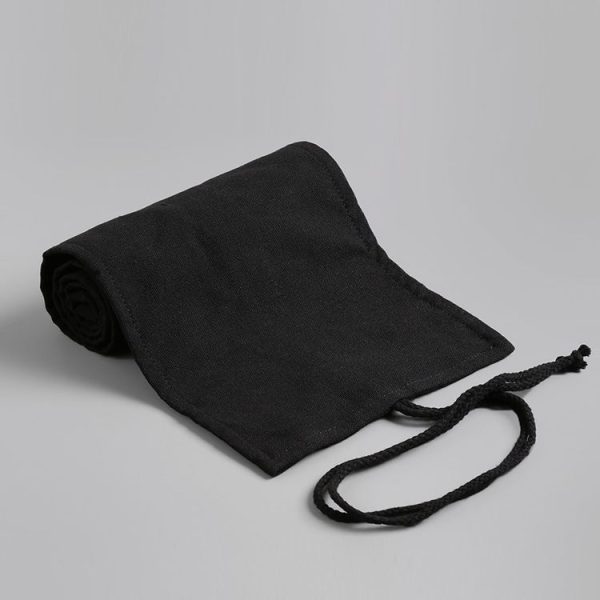 48 Holes Pure Black Handmade Canvas Roll Pen Bag Large Capacity Boy And Girl Sketch Color Pencil Curtain - Image 4