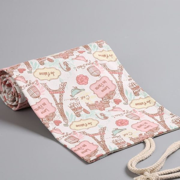 36 Holes Tower Canvas Handmade Pen Curtain Roll Pen Bag Sketch Color Pencil Bag - Image 2
