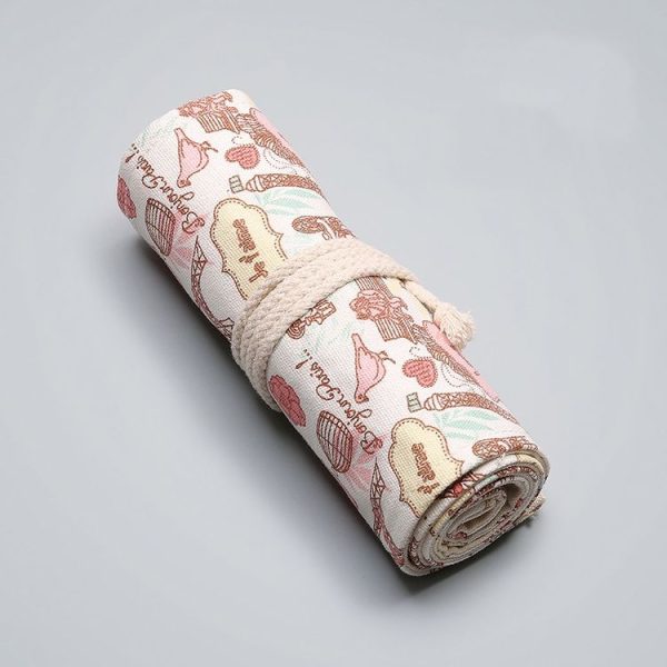 36 Holes Tower Canvas Handmade Pen Curtain Roll Pen Bag Sketch Color Pencil Bag - Image 3