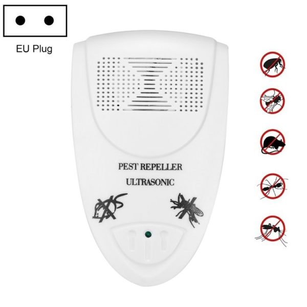 Ultrasonic Electronic Mouse Repeller Household Intelligent Insect Repeller, EU Plug (White)
