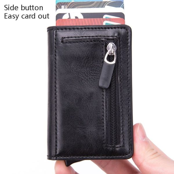 Automatic Cartridge Male Ladies Stainless Steel Credit Card Package RFID Business Card Box (Wood Grain Apricot) - Image 7