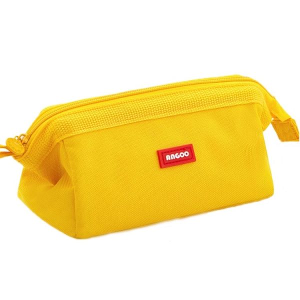 ANGOO Large-Capacity Student Stationery Bag Pure Color Simple Boat Shape Pencil Case (Yellow)