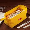 ANGOO Large-Capacity Student Stationery Bag Pure Color Simple Boat Shape Pencil Case (Yellow) - Image 6