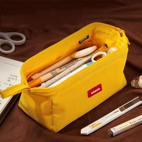 ANGOO Large-Capacity Student Stationery Bag Pure Color Simple Boat Shape Pencil Case (Yellow) - Image 6
