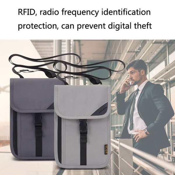 1062 Travel Passport Bag RFID Multi-Function Document Holder Hanging Neck Ticket Protective Case (Black) - Image 5