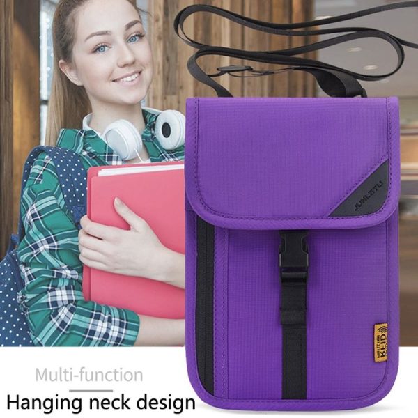 1062 Travel Passport Bag RFID Multi-Function Document Holder Hanging Neck Ticket Protective Case (Black) - Image 6