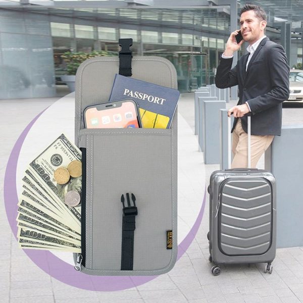 1062 Travel Passport Bag RFID Multi-Function Document Holder Hanging Neck Ticket Protective Case (Black) - Image 7