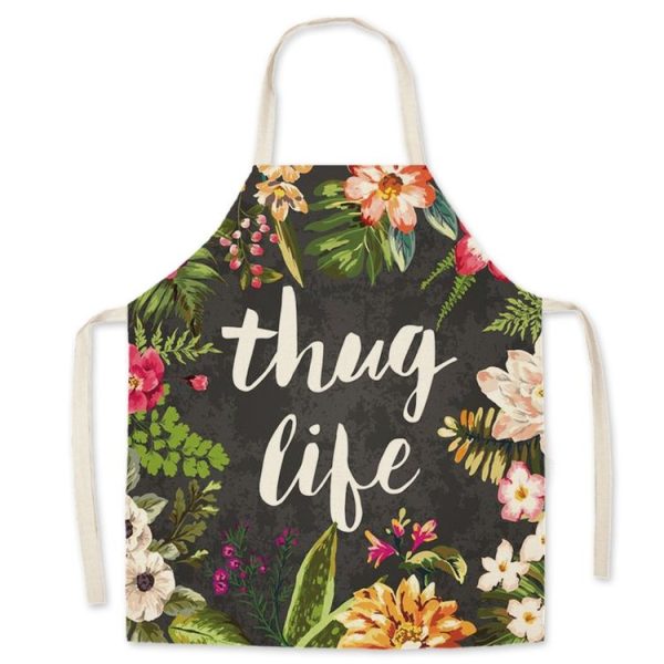 Green Leaf Kitchen Apron Linen Cooking Gown Work Clothes, Specification: 45x56 cm (Life)