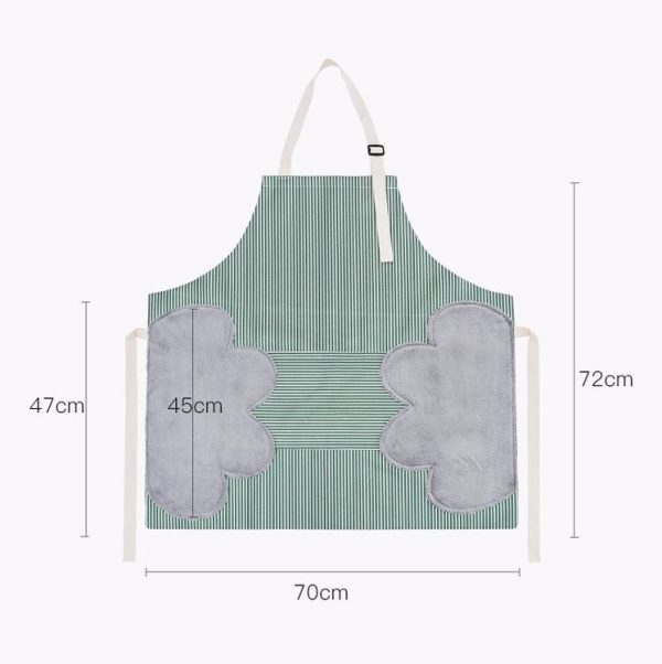 Home Hand-Wiping Apron Waterproof Home Kitchen Waist (Coffee Stripes) - Image 3