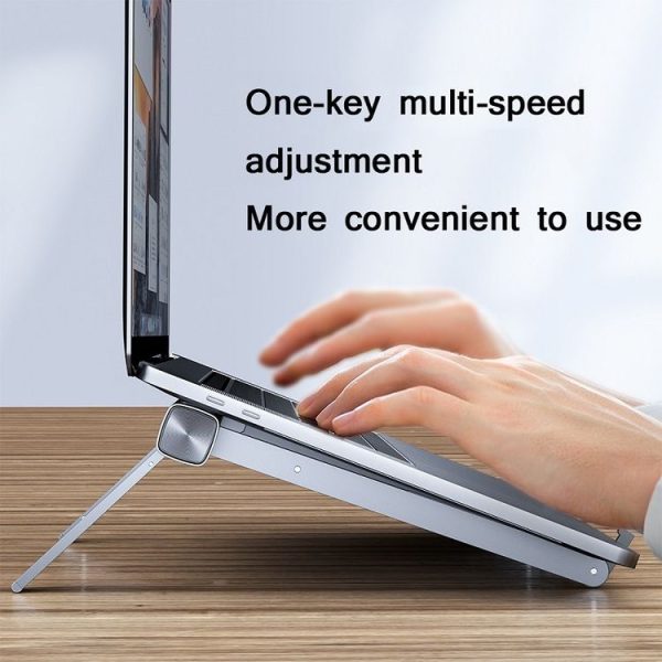 Laptop Desktop Heightening Bracket Portable Aluminum Alloy Portable Lifting Heat Dissipation Base (Silver Gray) - Image 4