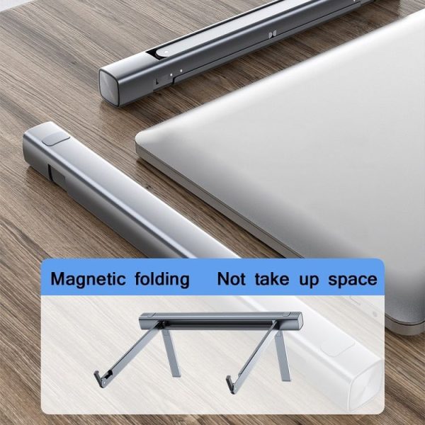 Laptop Desktop Heightening Bracket Portable Aluminum Alloy Portable Lifting Heat Dissipation Base (Silver Gray) - Image 5