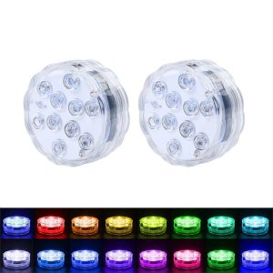 LED Remote Control Diving Light Pool Waterproof Underwater Lamp, Spec: 7cm 10 LEDs+IR 24-key Remote Control (2 PCS +2 Remote Control)