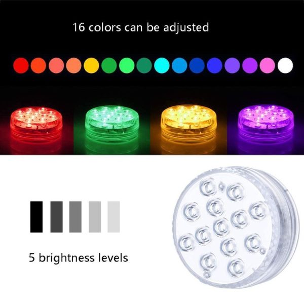 LED Remote Control Diving Light Pool Waterproof Underwater Lamp, Spec: 7cm 10 LEDs+IR 24-key Remote Control (2 PCS +2 Remote Control) - Image 6