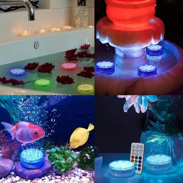 LED Remote Control Diving Light Pool Waterproof Underwater Lamp, Spec: 7cm 10 LEDs+IR 24-key Remote Control (2 PCS +2 Remote Control) - Image 7