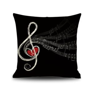 Piano Note Digital Printed Linen Pillowcase Without Pillow Core, Size: 45x45cm (17)