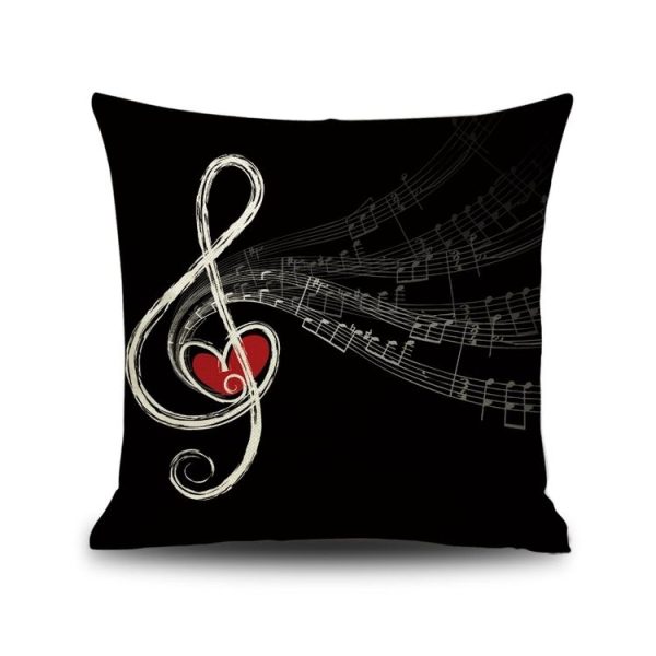 Piano Note Digital Printed Linen Pillowcase Without Pillow Core, Size: 45x45cm (17)