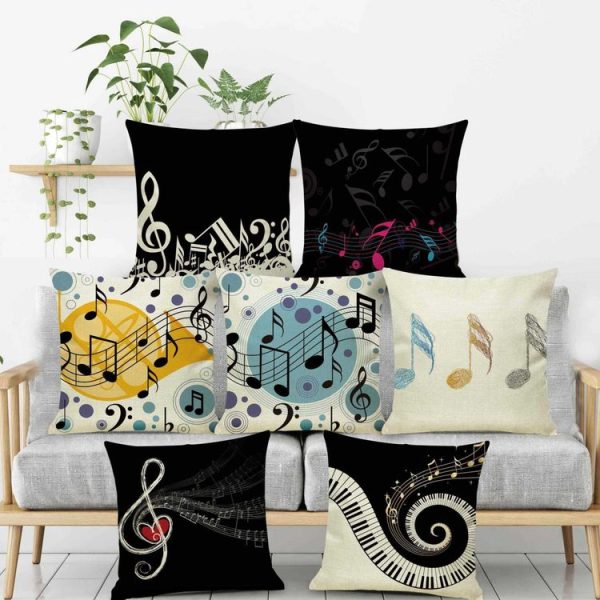 Piano Note Digital Printed Linen Pillowcase Without Pillow Core, Size: 45x45cm (17) - Image 4