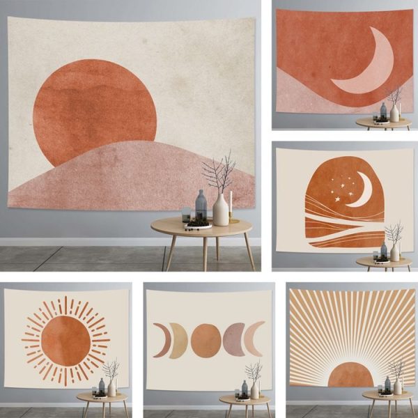 Thick Farbic Tapestry Exaggerated Abstract Style Home Decoration Hanging Background Covering Cloth, Size: 150x100cm (Sun Moon 05) - Image 2