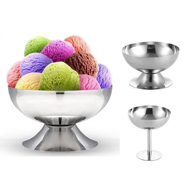 Stainless Steel Ice Cream Cup Ice Cream Goblet Bar Wine Glass, Specification: B High - Image 4