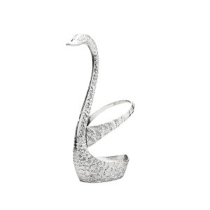 Swan Fruit Fork And Spoon Set Dessert Fork Fruit Fork Rack Tableware Wedding Gift, Colour: Silver Striped Base
