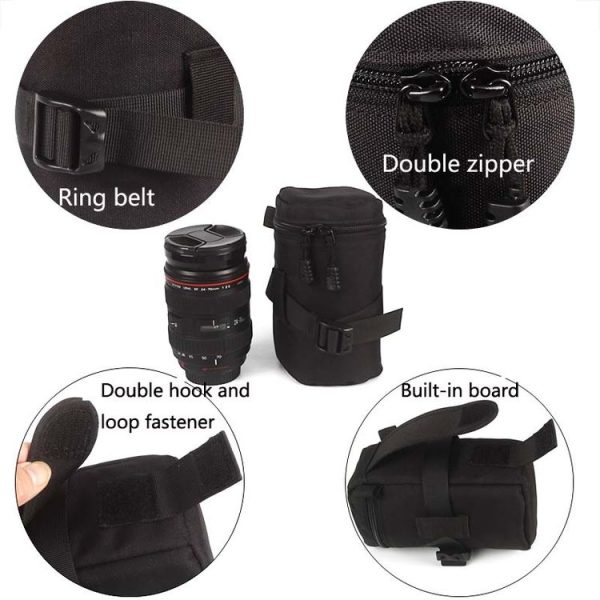 5603 Wear-Resistant Waterproof And Shockproof SLR Camera Lens Bag, Size: M (Black) - Image 2