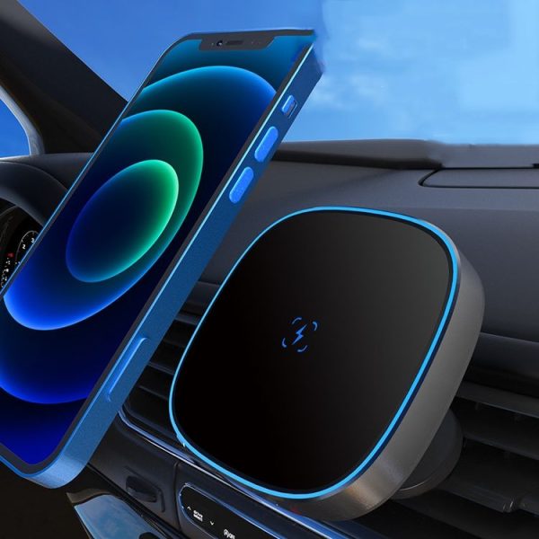 Car Magnetic Wireless Charging Mobile Phone Holder (Gray) - Image 2