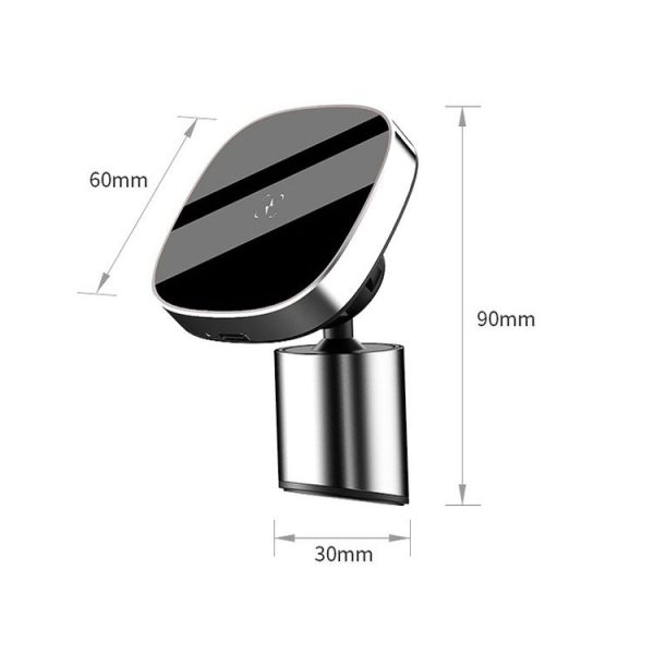 Car Magnetic Wireless Charging Mobile Phone Holder (Gray) - Image 6