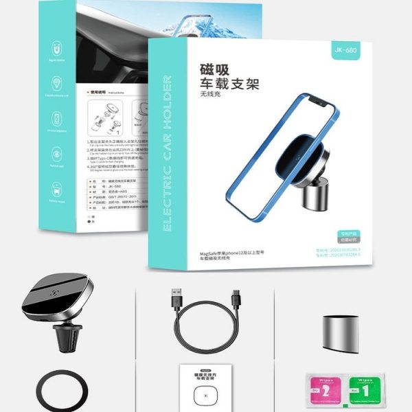 Car Magnetic Wireless Charging Mobile Phone Holder (Gray) - Image 7