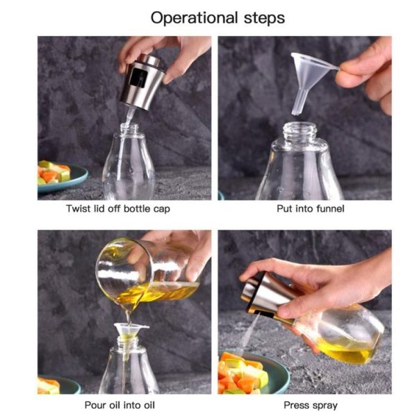 200ml Stainless Steel Glass Bottle Barbecue Cooking Seasoning Oil Pot Sprayer Oil Injection Kettle Oil Spray Bottle - Image 7