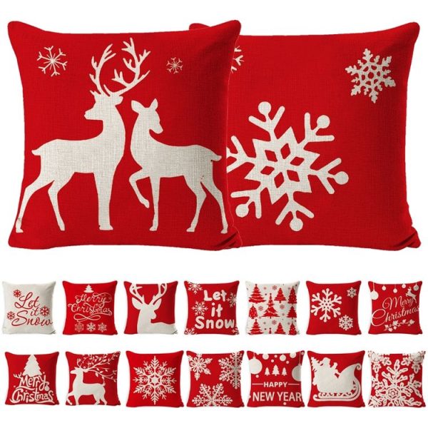 Christmas Linen Red Hug Pillowcase Without Pillow Core, Size: 45 x 45cm (SDBZ-00313) - Image 2