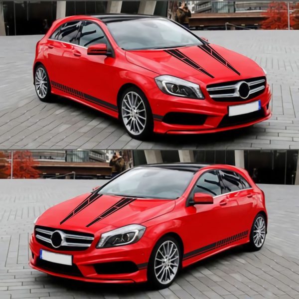 D-1037 Striped Car Sticker Car Side Door Cover Rearview Mirror Combination Sticker (Black) - Image 5