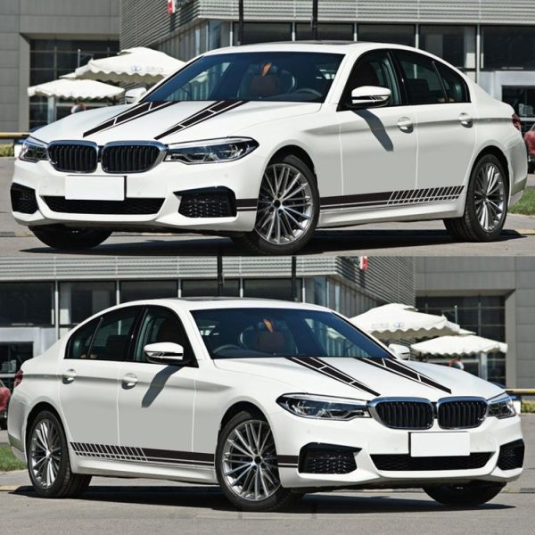 D-1037 Striped Car Sticker Car Side Door Cover Rearview Mirror Combination Sticker (Black) - Image 6