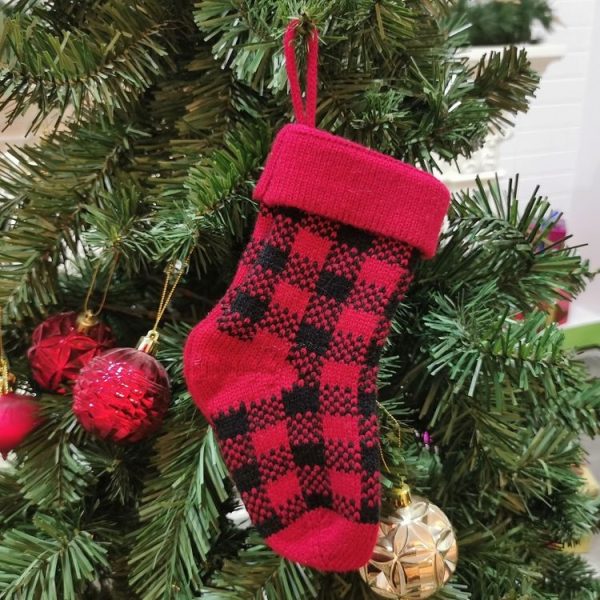 Knitted Christmas Stocking Decoration Pendant Child Acrylic Candy Gift Bag (White) - Image 4