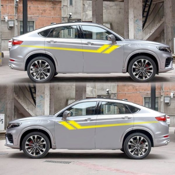 D-716 Car Striped Vinyl Body Stickers Personalized Modification Car Sticker (Yellow) - Image 3