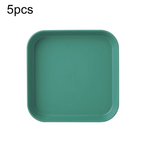 5pcs Home 6 Inch Small Dish Plastic Snack Cake Dish Dining Table Garbage Tray (Square Green)