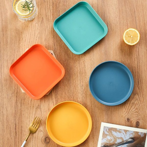 5pcs Home 6 Inch Small Dish Plastic Snack Cake Dish Dining Table Garbage Tray (Square Green) - Image 2
